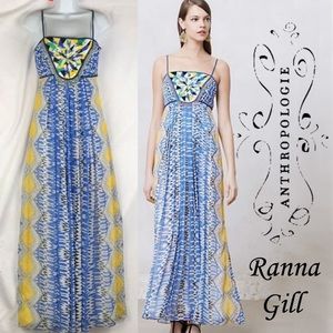 Anthropologie RANNA GILL Sunburst BEADED Maxi Dres